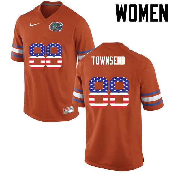 Women's NCAA Florida Gators Tommy Townsend #88 Stitched Authentic USA Flag Fashion Nike Orange College Football Jersey OBU3065KI